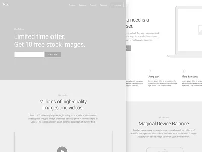 Wireframe landing page layout marketing theme ui ux web wireframe wordpress