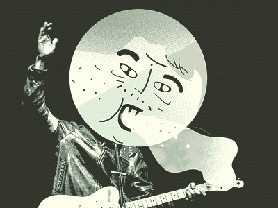 Cold night in montevideo. black and white circle guitar head white walker