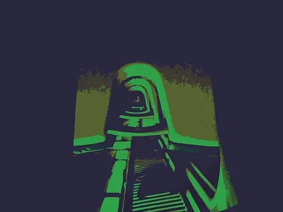 Psychedelic Train (Long Island Railroad) blue green illustration new york nyc psychedelic train