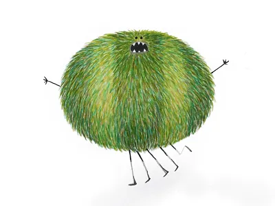 Poofy Alphonz cute green monster poofy striped watercolor