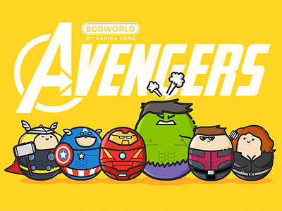 #EggWorld# The Avengers america black captain edward egg hawkeye hulk illustrator ironman thor widow world