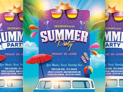 Summer Party Flyer season spring spring break spring party summer summer beach party summer flyer summer party summer party flyer