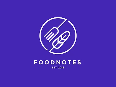 Foodnotes logo proposal 2. feather fork logo pen