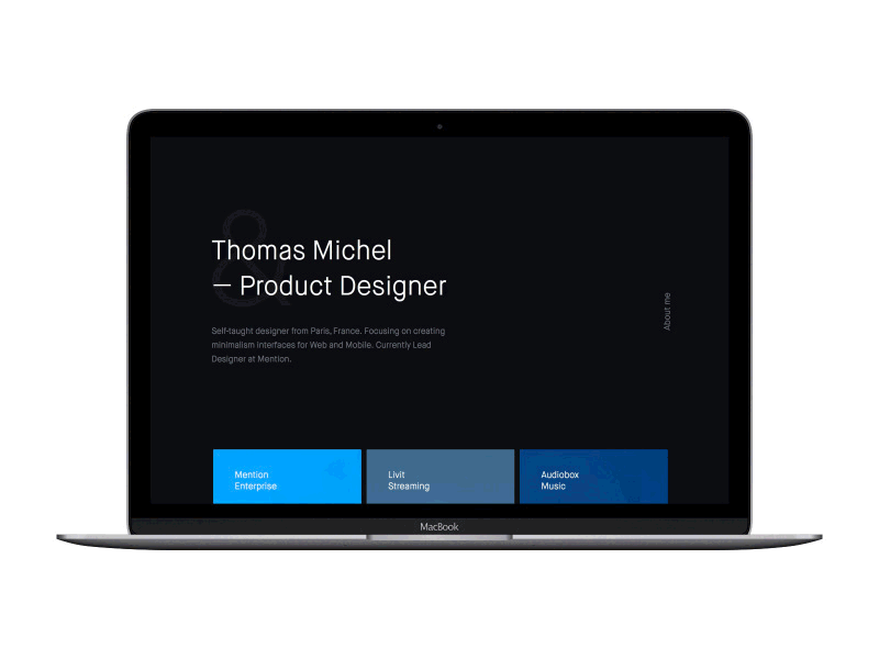 thomasmichel.me 2016 case study interface landing page launch minimal personal portfolio product ui ux website