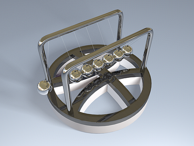 Dribbble Newton's Cradle 3d 7 ball c4d cradle dribbble icon light logo metal modelling newton