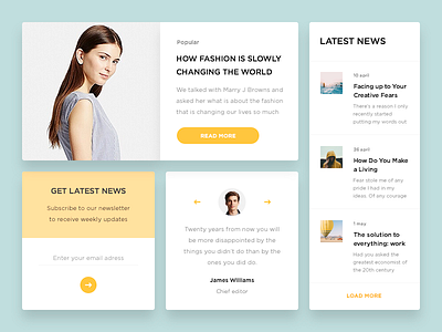 UI elements article blog card design news quote subscribe ui widgets