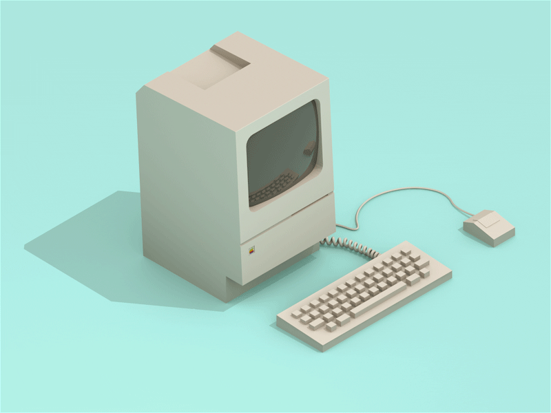 Mac Classic - Hello Dribbble! 3d adobe after effects animation c4d cinema 4d gif hello isometric mac mac classic macintosh