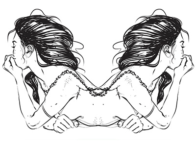 Dribbble 244 elena greta gloves hair hands illustration linework nude pinup portrait sketch skin symmetry