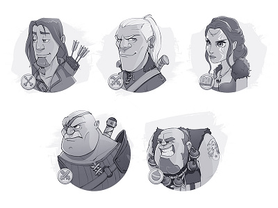 Legend of Fargus - Characters Design archer assassin bomber character concept face humans sketch warrior wizard