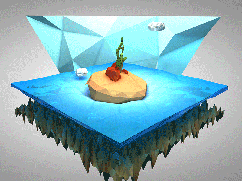It's hot! animation c4d colour design island low poly sea set summer