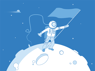 Moon conquest astronaut flag moon planet rocket sandwich space stars ufo