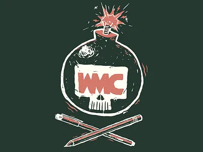 Weapons of Mass Creation Tshirt Design apparel art character design conference illustration jetpacks and rollerskates ohio skull skull and crossbones tshirt