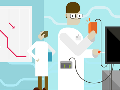 Computer Monitor Tester (detail) character chart flat illustration monitor production quality science scrum tester testing vector