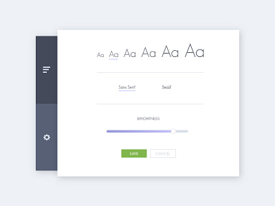Daily UI 007 - Settings 007 app clean dailyui minimal reader settings slider ui ux
