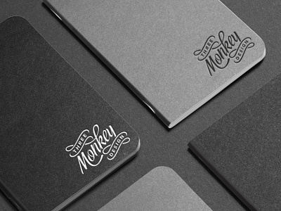 Three Monkey Custom Branded Letterpressed Field Notes agency branding branding business cards cursive logo field notes hand drawn logo letterpress letterpress field notes letterpress logo logo design notepad script logo