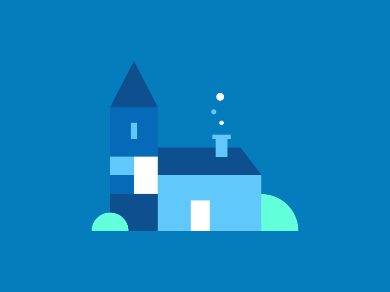 House Exploration blocks blue green house illustration shape