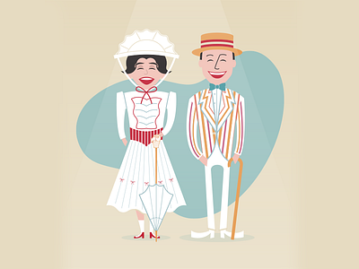 Mary & Bert clean design disney flat graphic design illustration illustrator mary poppins modern vintage