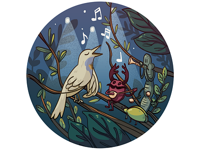 Nightingale singing birds drawing garden illustration music night nightingale song spring