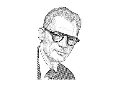 Arthur Miller hedcut pen ink portrait stipple