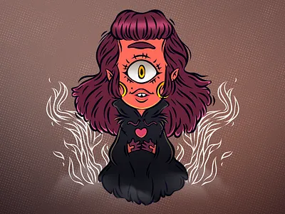 witch cyclops draw fire magic mythical witch witchcraft