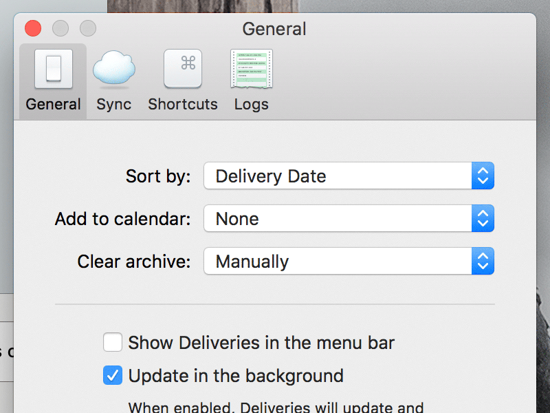 Preferences icons cloud deliveries general logs mac preferences shortcuts sync