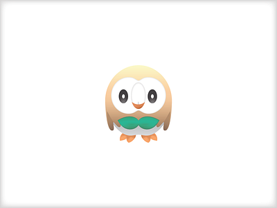 Rowlet. I have chosen. bird game gradient grass illustration moon owl pokemon rowlet starter sun vector