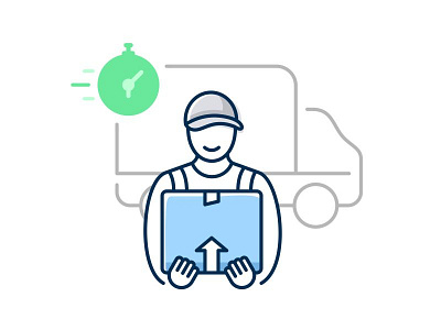 Delivery city delivery driving fast freddie illustration logo package shipping speed time truck