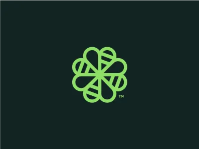 Lucky Bee bee branding clover geometric green logo logotype mark minimal organic shamrock simplicity