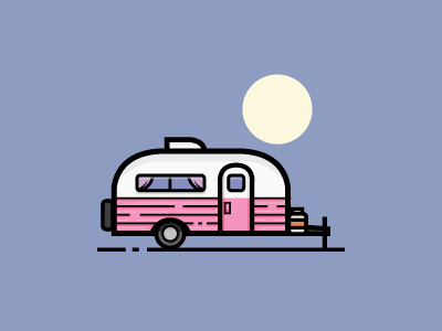 Pink Camper camper camping illustrator