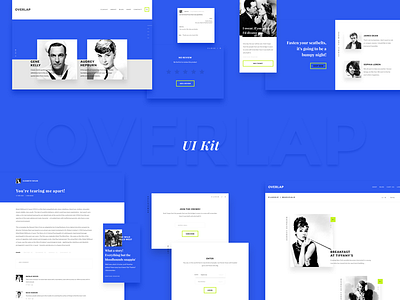 Overlap UI Kit blackwhite blog blue interface kit minimal movie retro shadow ui ux webdesign