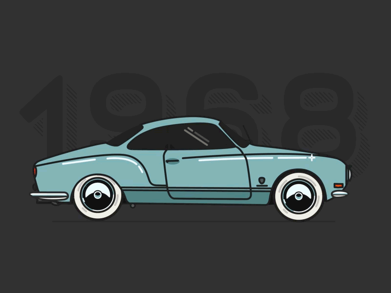 '68 Karmann Ghia animation burnout car classic karmann ghia motion vector vintage