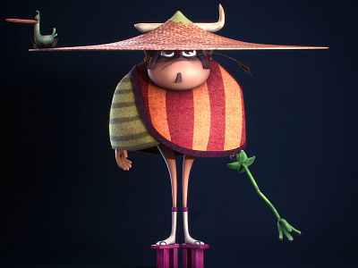 Samurai Of The Leek cartoon character photoshop samurai sculpt vray zbrush