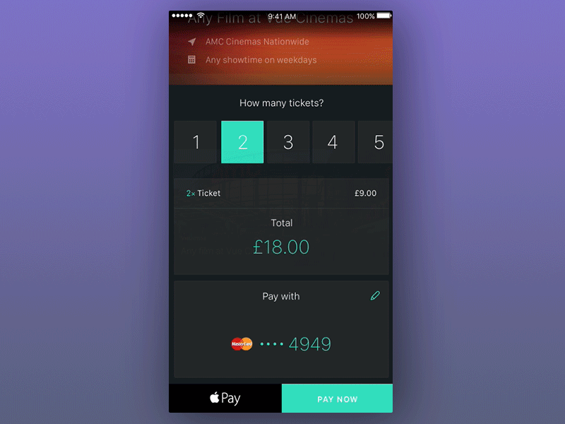 You down for a cinema? app booking cinema cinema club flow prototype tickets ui yplan