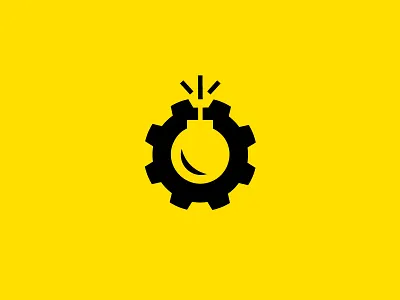 Commotion Engine Icon Concept dynamite engine explode fuse. gears icon logo motor