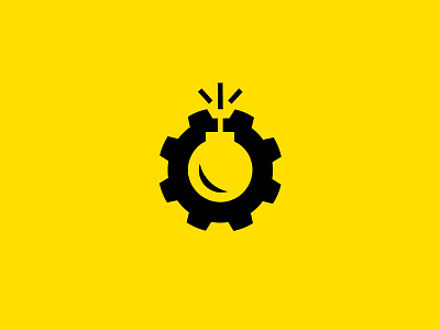 Commotion Engine Icon Concept dynamite engine explode fuse. gears icon logo motor