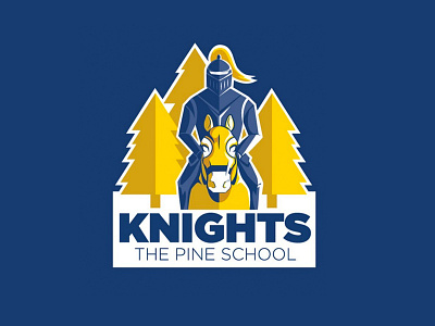 Pine School Knights | Mascot blue highschool horse knight logo mascot medieval pines sports sports team trees yellow