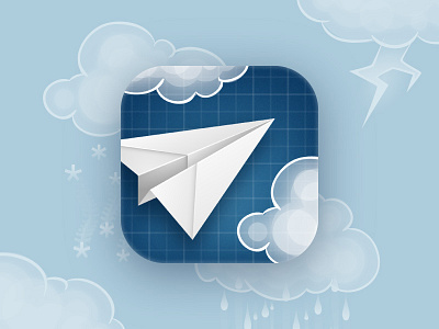 Icloudy Icon app blueprint cloud game icon paper plane rain snow thunder vector