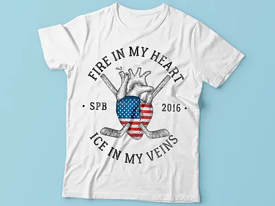 T-shirt for hockey fans engraving heart hockey t shirt usa