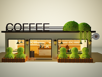 Coffeestore 3d building c4d coffee store