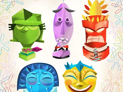 Tikis Inside Out anger disgust fan art fear inside out joy sadness tiki