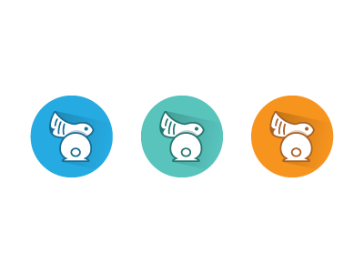 Rabbits animal circle document fast flat icon long shadow mascot rabbit turbo