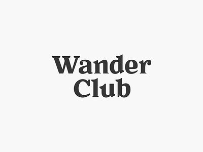 Wander Club Wordmark black logotype serif simple white wordmark