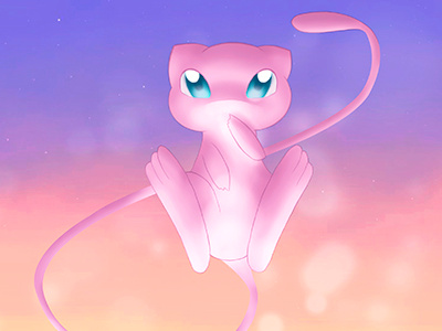 A wild Mew appears cute geek illustration mew photoshop pokemon