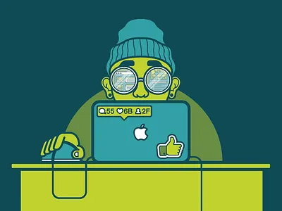 Social Media Envy avatar beanie computer desk envy green icon laptop media mouse social stickers