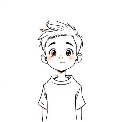 Minimalist Anime Boy Sketch with Soft Colors animation