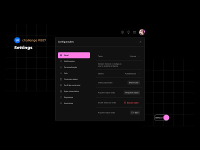 Daily UI - challenge #007 (Settings) challenge007 configurações dailyui dark design figma modal settings ui ux
