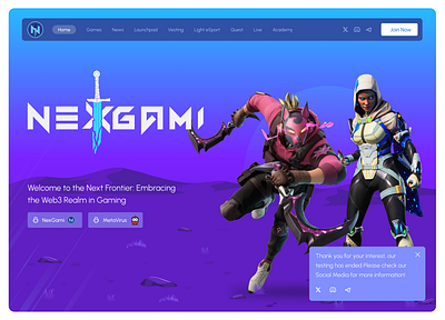 Nexgami gamedesign herosection ui uiux