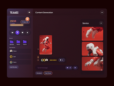 Teamex -Cloud Storage task managements chat cloud storage dashboard design task task managements ui web application