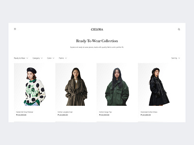 Cielora - Ecommerce Product Catalog Section e commerce ecommerce website fashion luxury product catalog product page shopify shopping ui web design