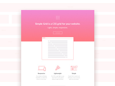 Simple Grid | Landing Page computer css grid grid system icons landing page laptop phone red web design web development website